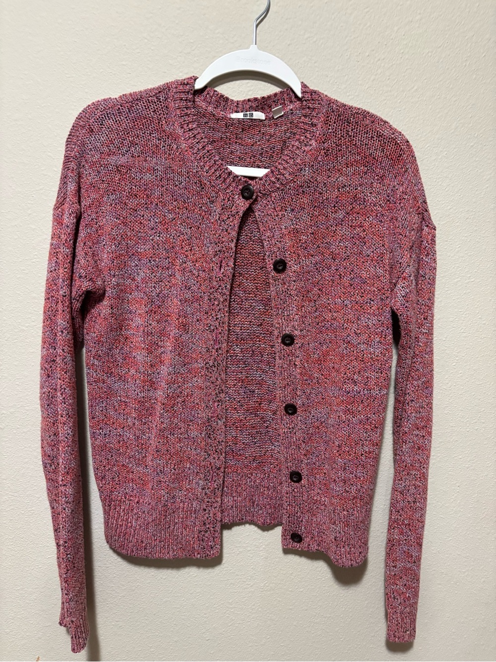 UNIQLO Pink Marled Button-Front Sweater